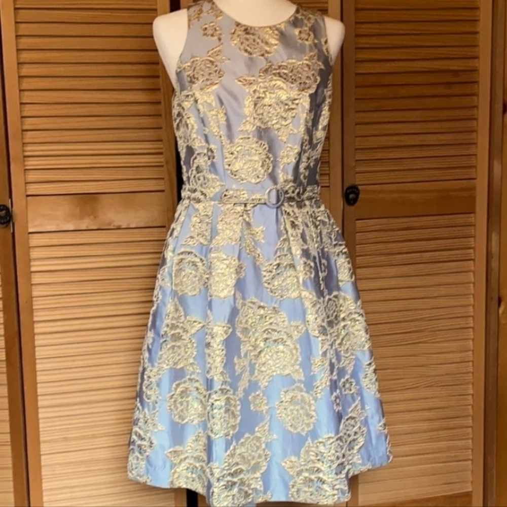 Metallic Golden Floral Dress Size 4 Formal Wedding Guest Party Prom - Picture 15 of 15